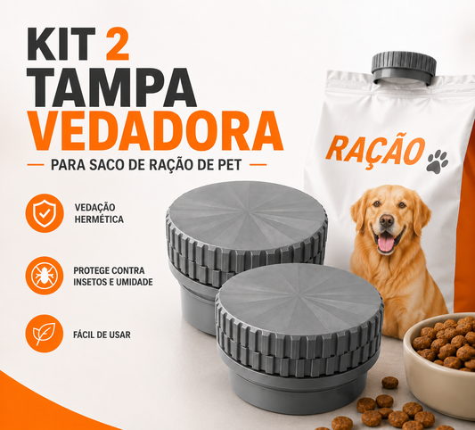 Kit 2  Tampa Veda Saco de Ração PetFresh -100% Hermética